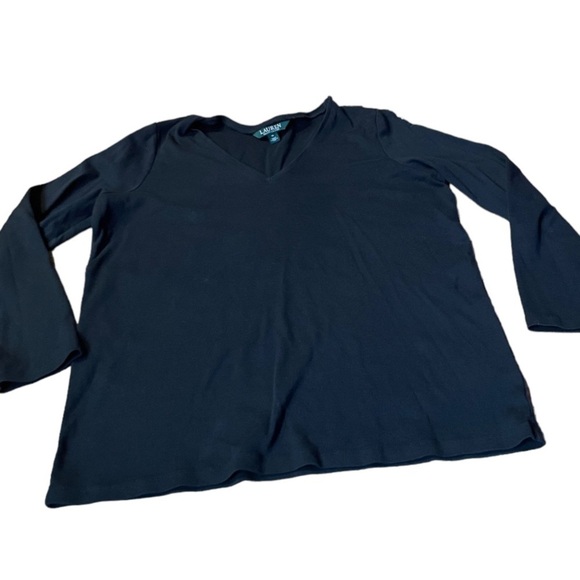 Lauren Ralph Lauren long sleeve black shirt with silver colored buttons size 1X - Picture 1 of 6
